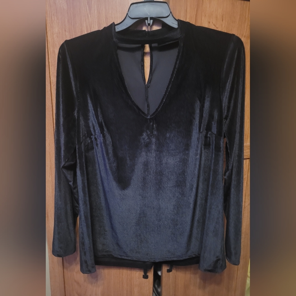 NWOT Lane Bryant ribbed velvet blouse with low cut v neck and collar 18/20